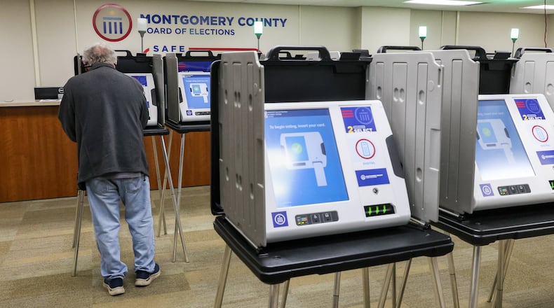 Voter turnout in Montgomery, Greene, Warren and Miami Counties for the May 6 primary electios have been low so far. BRYANT BILLING / STAFF