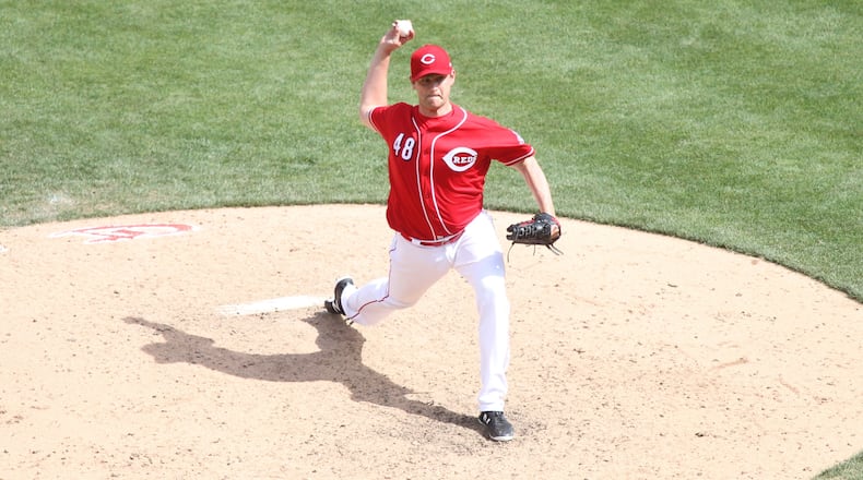 Reds reliever Jared Hughes pitches against the Cardinals on June 10, 2018, at Great American Ball Park in Cincinnati. David Jablonski/Staff