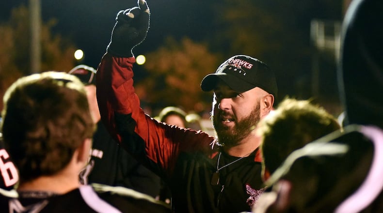 Mississinawa Valley coach Steve Trobridge has led the BlackHawks into the 2019 high school football playoffs. DALE BARGER / DAILY ADVOCATE