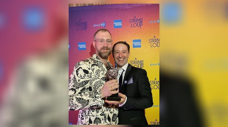 West Milton native Jimmy Wilson (left) and Wright State University graduate Joey Monda are Tony Award-winning producers of "A Strange Loop." CONTRIBUTED