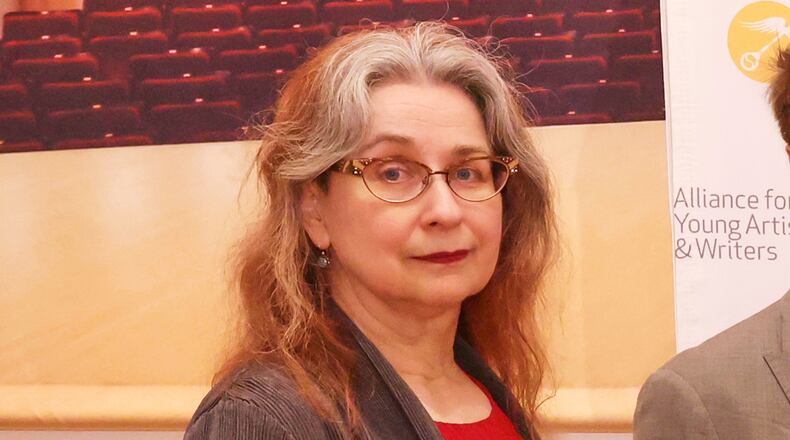 This image released by the Alliance for Young Artists & Writers shows author and Alumni Achievement Award recipient Audrey Niffenegger at the 2025 Scholastic Art & Writing Awards National Ceremony in New York on June 11, 2025. (Jason DeCrow/Alliance for Young Artists & Writers via AP)