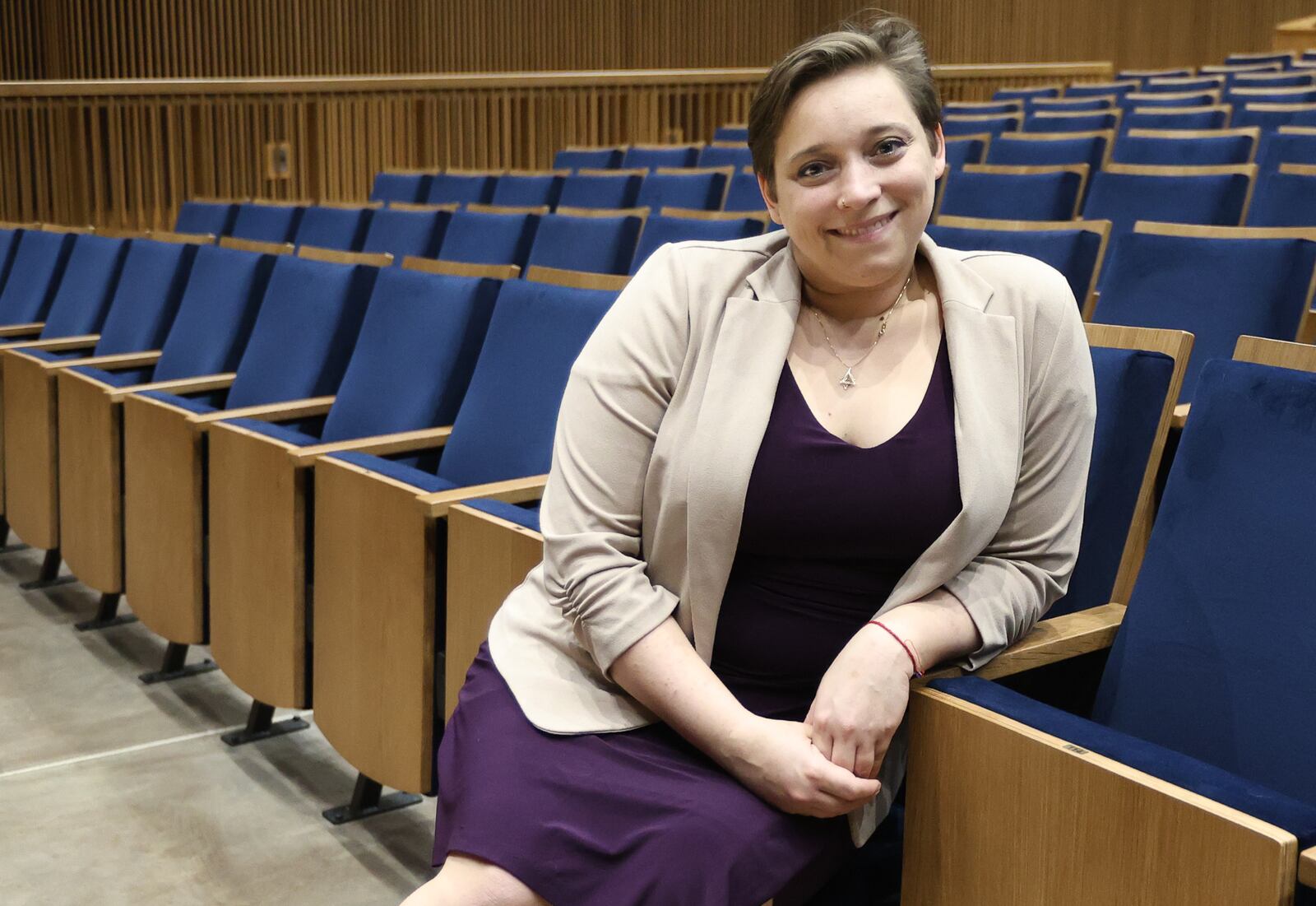 Kyra Smith manages University of Dayton's Roger Glass Center for the Arts, which opened in April of 2024. BRYANT BILLING / STAFF