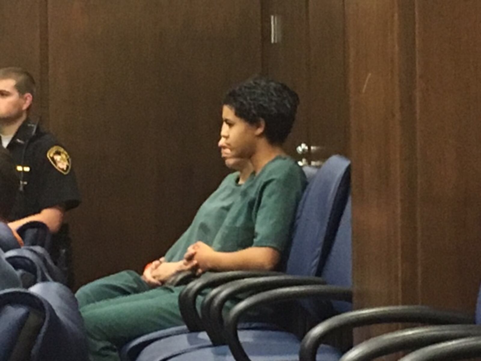 Alyssa Irwin-DeBraux, a Dayton woman accused of a theft that led to a deadly high-speed police,  appeared in a Montgomery County court Oct. 15.  STAFF PHOTO/NICK BLIZZARD