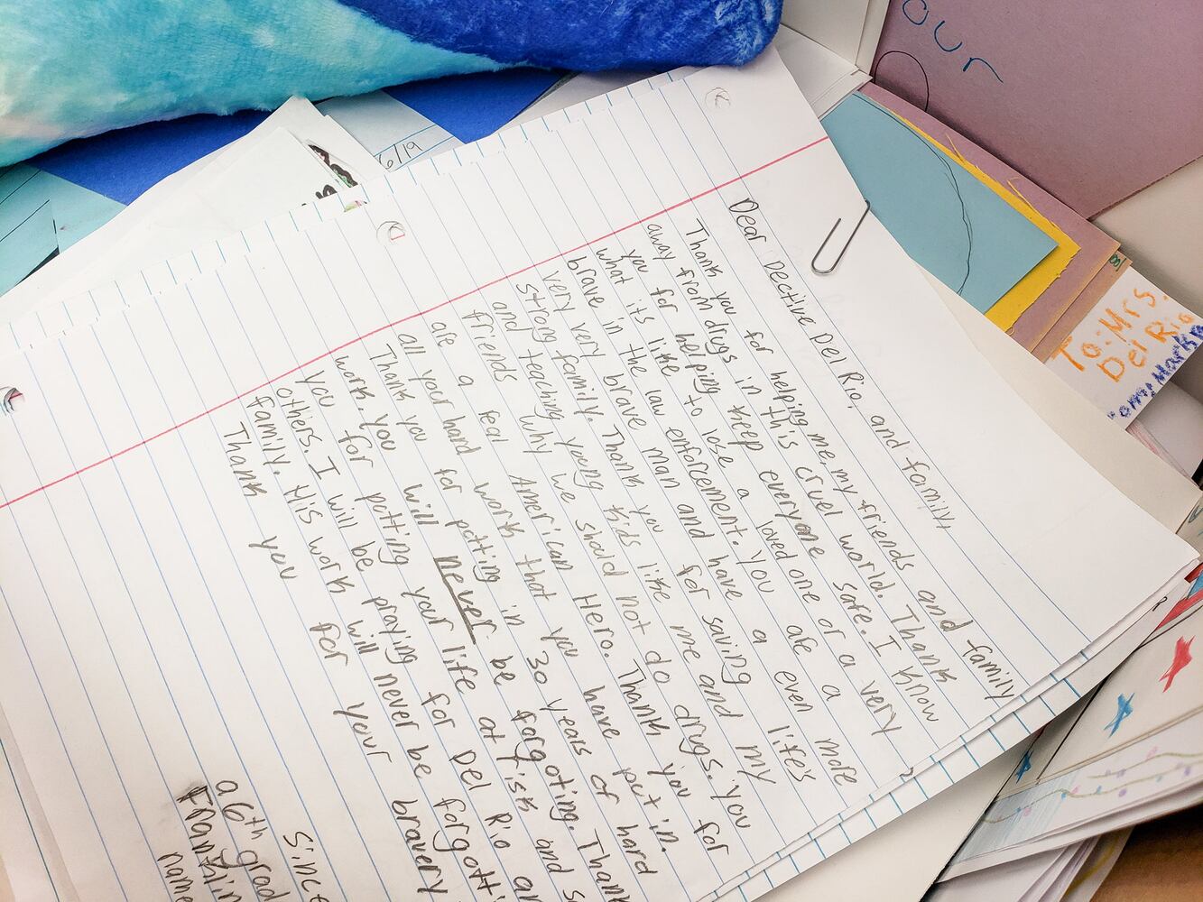 Thank You letters delivered to Dayton Police and Jorge DelRio family