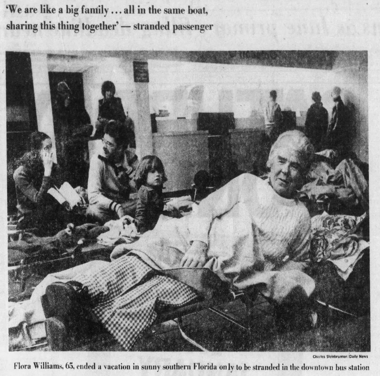 Travelers stuck at the Dayton bus station during the 1978 Blizzard in Dayton. DAYTON DAILY NEWS ARCHIVES