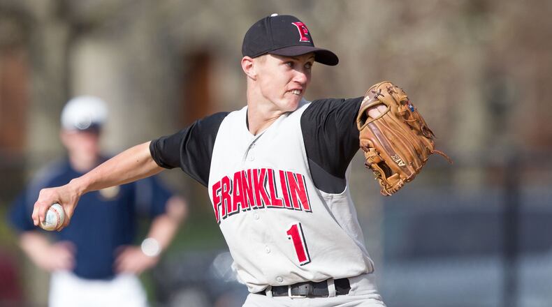 Franklin High School grad Travis Lakins was drafted by the Red Sox in the sixth round in 2015 out of Ohio State University. STAFF FILE PHOTO/2013