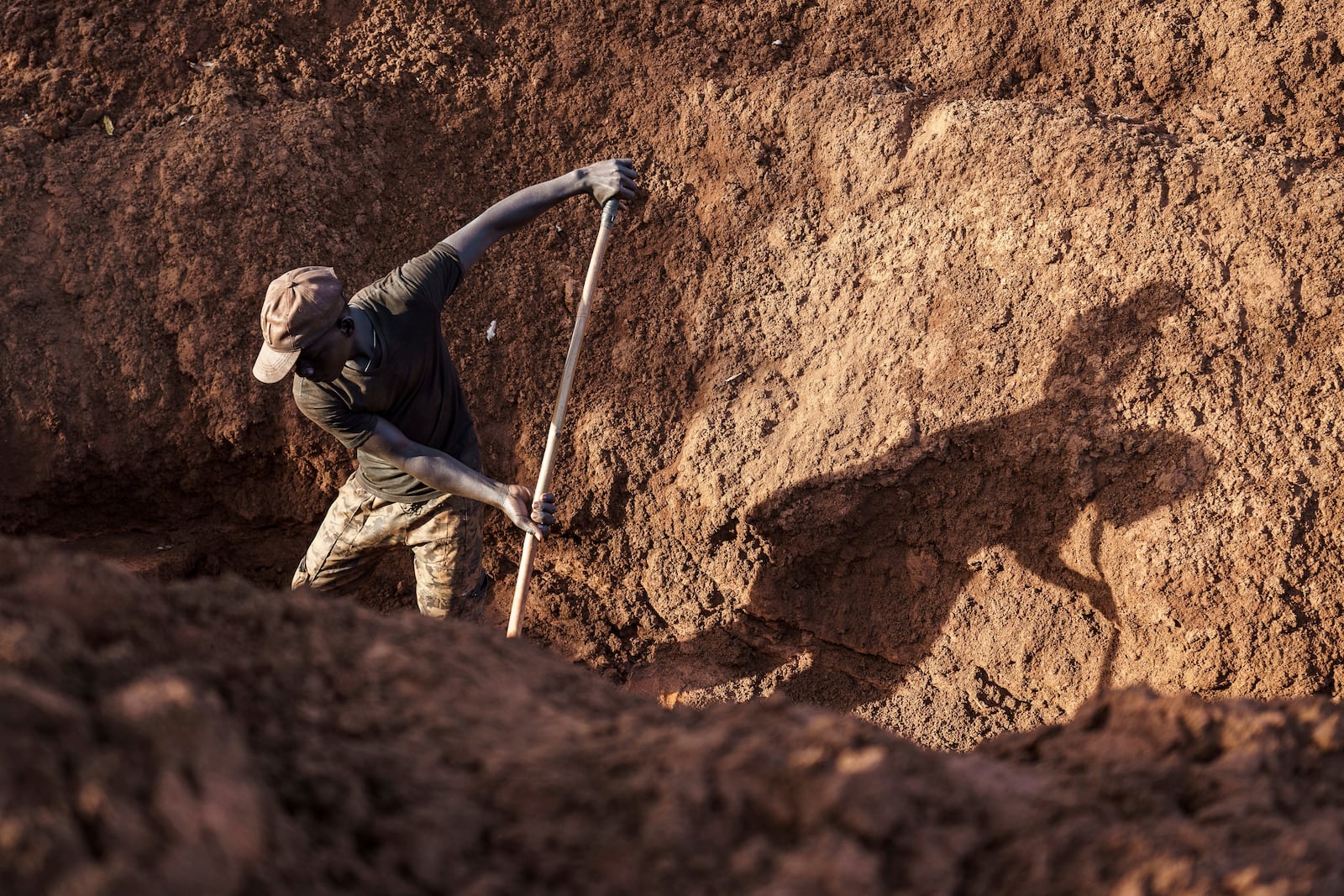 A gold miner works in Senegal's Kedougou region Thursday, Jan. 16, 2025. (AP Photo/Annika Hammerschlag)