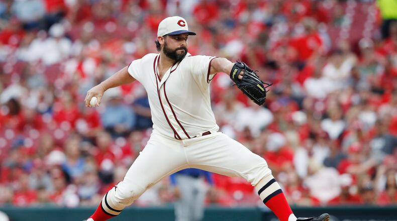 CINCINNATI, OH - JUNE 15: Tanner Roark #35 of the Cincinnati Reds pitches in the second inning against the Texas Rangers at Great American Ball Park on June 15, 2019 in Cincinnati, Ohio. (Photo by Joe Robbins/Getty Images)