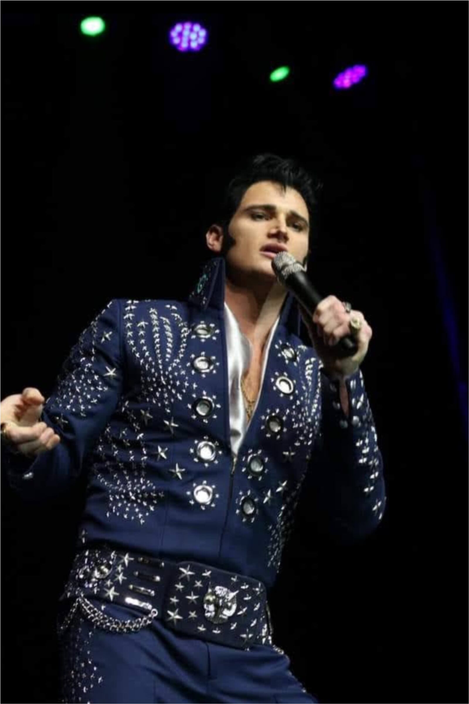 Thirty-three-year-old Tyler Christopher, presenting his Ultimate Elvis Show with the Roustabout Showband at Northmont Community Auditorium in Clayton on Friday, Feb. 2, started his tribute to “The King” when he was 16.