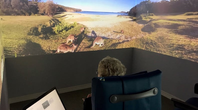 The new office for Kettering Brain & Spine has a dream room where patients can play eight- to 10-minute nature scenes intended to be relaxing. KAITLIN SCHROEDER
