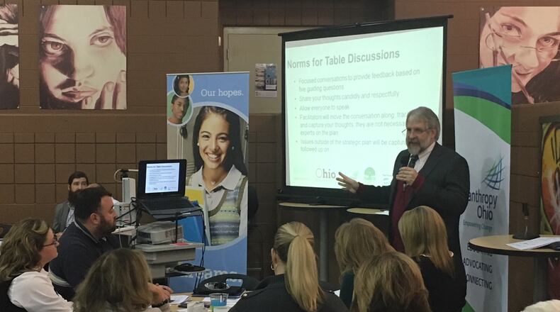State Superintendent Paolo DeMaria speaks to educators and residents at a 2018 discussion of Ohio’s new strategic plan for schools. JEREMY P. KELLEY / STAFF