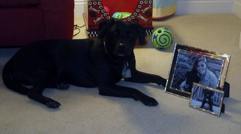 Teddy with two of the many photos of him. KARIN SPICER/CONTRIBUTED