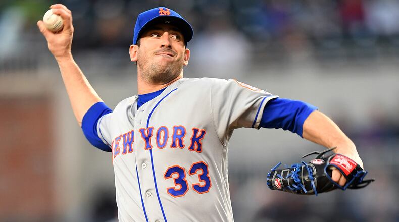 ATLANTA, GA - APRIL 19: Matt Harvey #33 of the New York Mets throws a second-inning pitch against the Atlanta Braves at SunTrust Park on April 19, 2018 in Atlanta, Georgia. (Photo by Scott Cunningham/Getty Images)