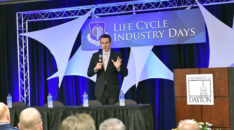 Dr. Will Roper, assistant secretary of the Air Force for Acquisition, Technology and Logistics, spoke during the Air Force Life Cycle Management Center’s Life Cycle Industry Days at the University of Dayton River Campus in Dayton Sept. 12-14. (U.S. Air Force photo/Al Bright)