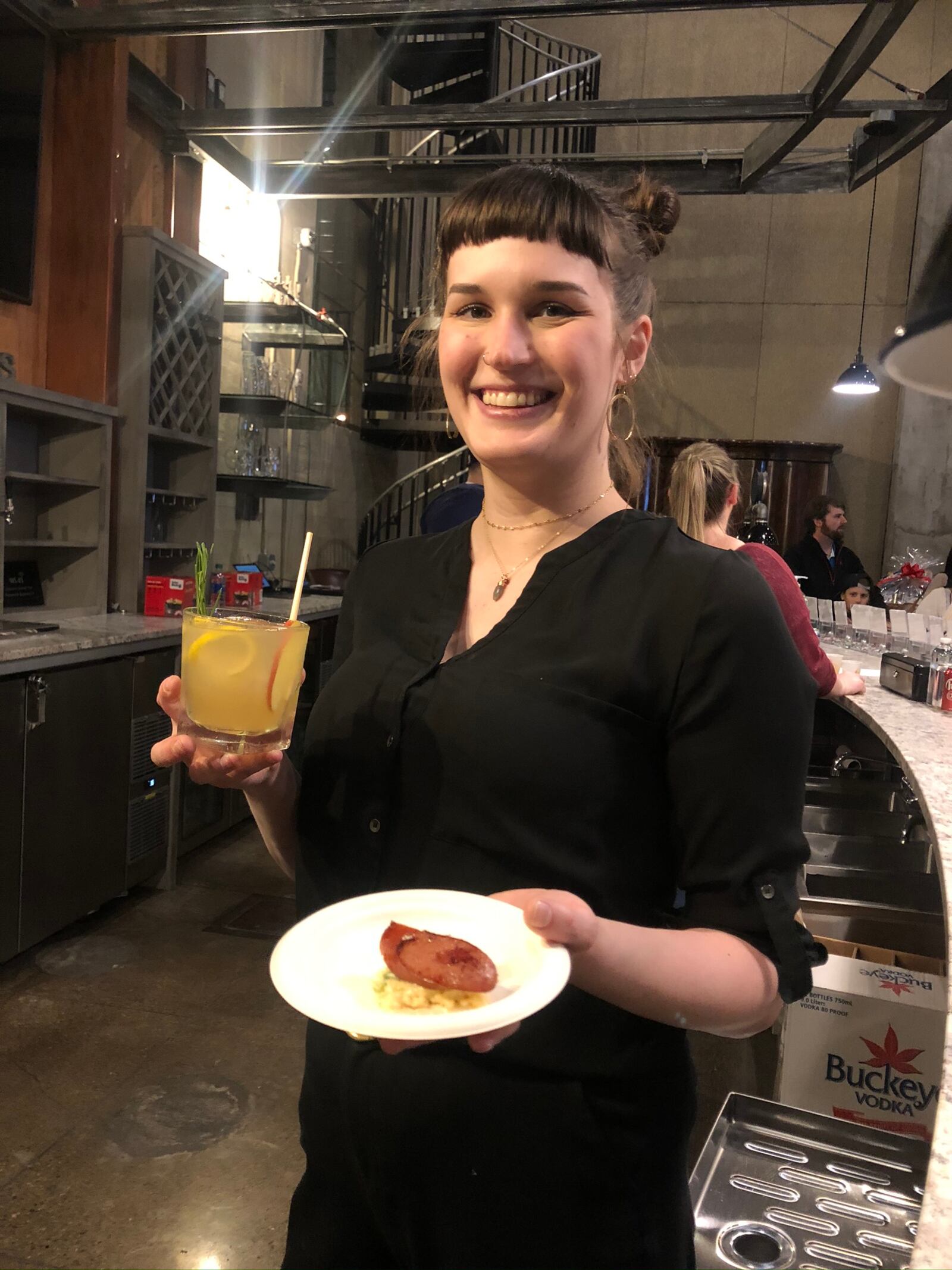Chef Elizabeth Wiley and her team from Meadowlark paired a house-made pimento cheese with smoked sausage on a cracker with bartender Carolyn Porter's "An Apple A Day" during the last competition. FILE