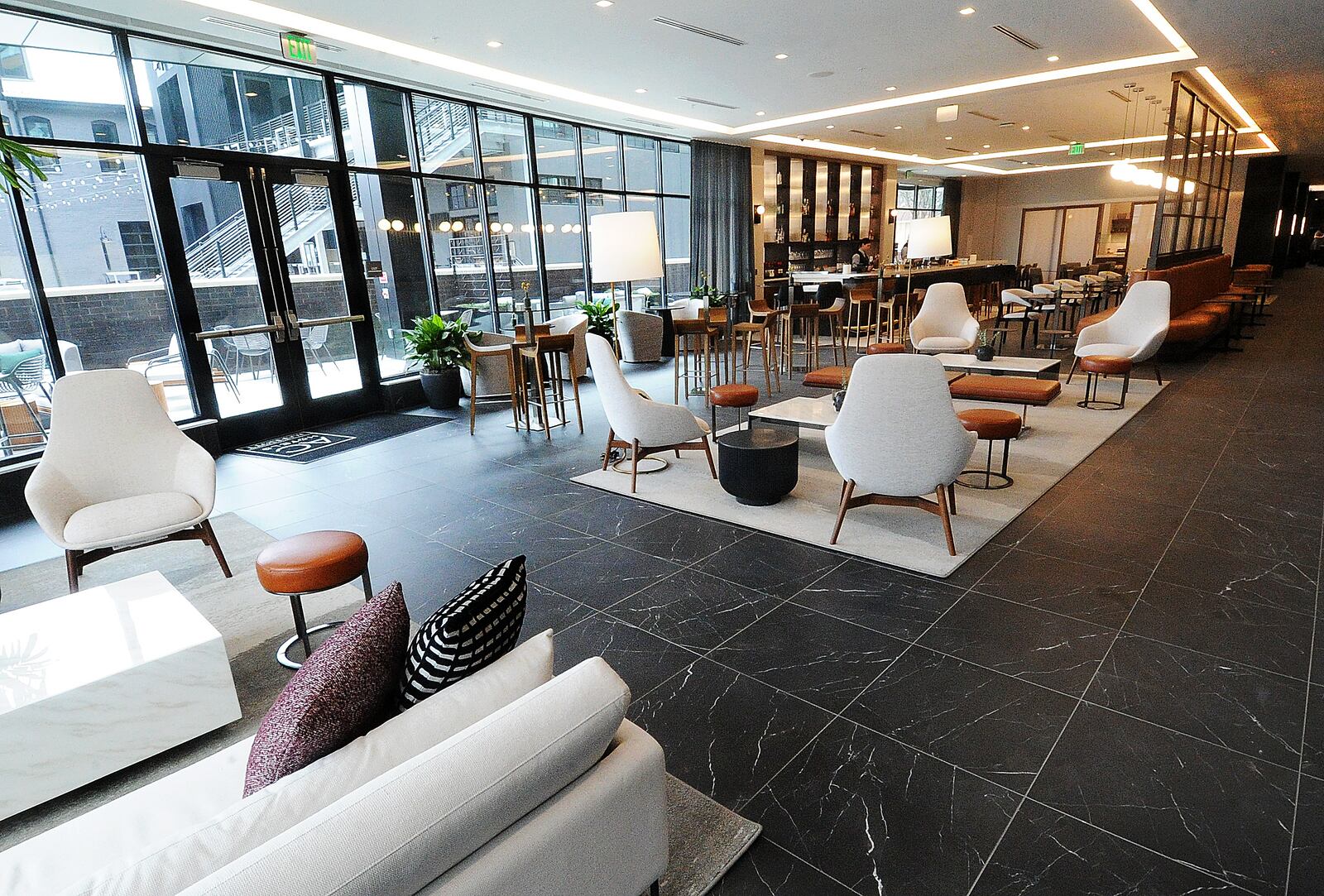 A look inside the new AC Hotel at 124 Madison Street, in downtown Dayton across from Day Air Ballpark. The AC Hotel opened Monday March 13, 2023. MARSHALL GORBY\STAFF