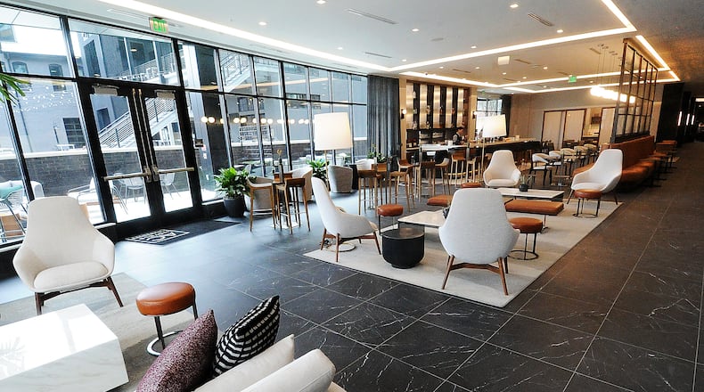 A look inside the new AC Hotel at 124 Madison Street, in downtown Dayton across from Day Air Ballpark. The AC Hotel opened Monday March 13, 2023. MARSHALL GORBY\STAFF