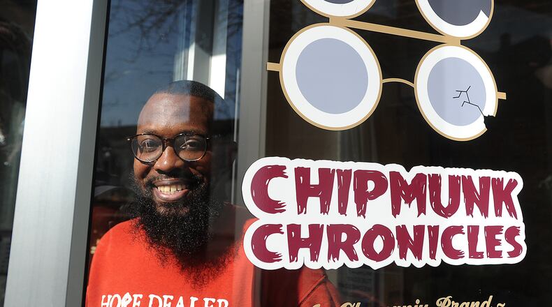 Omotayo Obayanju, CEO & Chief Architect of Chipmunk Chronicles, located at 15 S. Main Street in Miamisburg. MARSHALL GORBY\STAFF