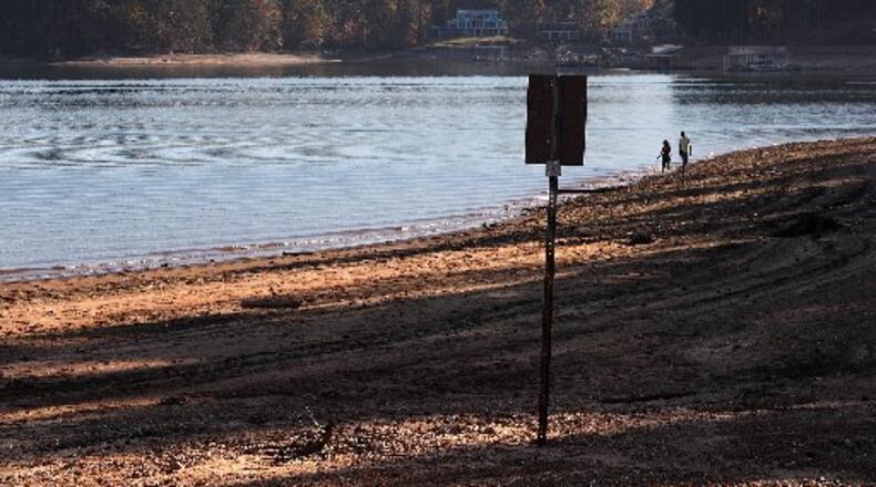 Dry conditions from the drought were obvious Thursday near the boat ramp at Mary Alice Park at Lake Lanier. CURTIS COMPTON / CCOMPTON@AJC.COM