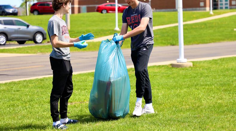 Several groups of Springfield City School District students observed Earth Day, recognized on April 22, by participating in community beautification projects at their respective schools. Members of the Springfield High School National Honor Society filled up several garbage bags by collecting litter around the front entrance, athletic fields, and the Health Center. Students in the Environmental Science, Advanced Placement Biology and International Baccalaureate Biology classes picked up any debris in the back of the school and the area known as the ‘Land Lab.’ At Kenwood Elementary, the school hosted a cleanup that was organized by the building’s Parent Lighthouse Team, and each grade was given a 15-minute window to pick up their assigned area. CONTRIBUTED