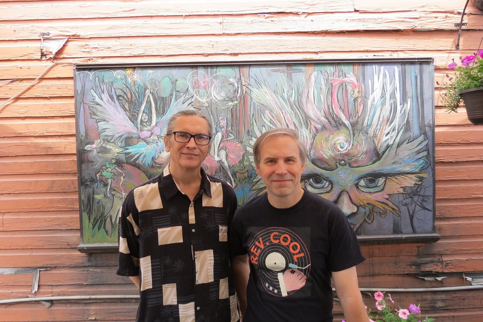 Tony Conley (left) and Andy Valeri have recruited local musicians such as Sandy Bashaw, Mitch Mitchell, Sharon Lane and Tod Weidner for the new fundraising protest music project Dayton Rocks 20/20. CONTRIBUTED