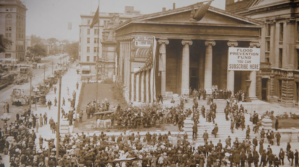 Scenes from the 1913 Food in Dayton. This an many other photographs were passed down to Robert Ferneding, 100, who is a survivor of the1913 flood in Dayton. He was eight months old when his mother heroically rescued him when their rescue boat capsized. All the other passengers died. He does not remember the flood but he owes his long, full life to his mother's bravery. These are Ferneding's parents photographed in 1925.