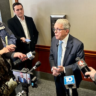 Ohio's Republican Gov. Mike DeWine briefs the press on Jan. 30, 2026, a few days before many of Springfield's Haitian immigrants are set to lose their legal protected status under federal law.