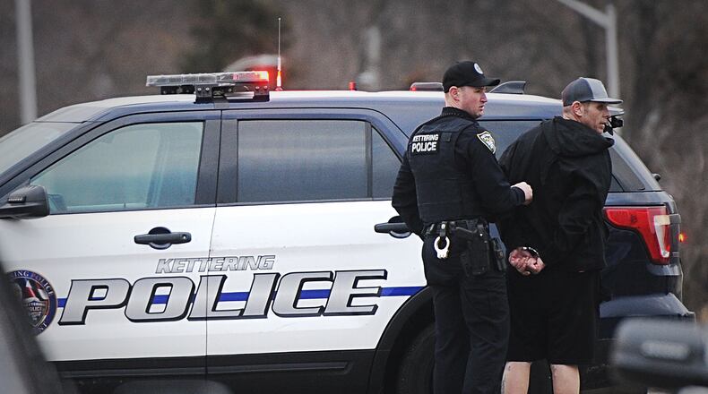 Dayton Mayor Nan Whaley and Kettering Mayor Don Patterson, last month said local and state funding is needed to protect the jobs of municipal public safety workers. Photo by Marshall Gorby