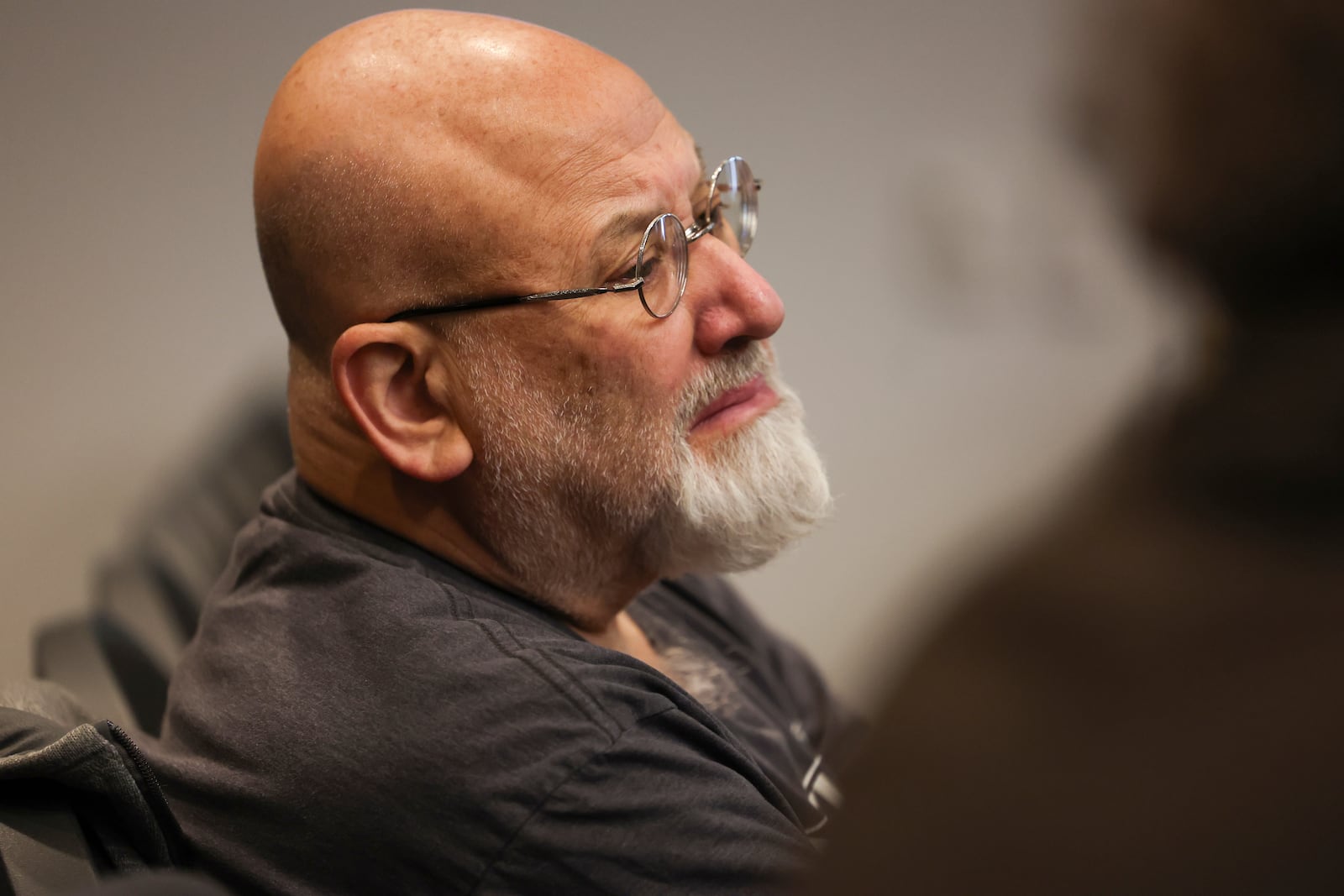 Craig Glodstein, the husband of Katie Goldstein, listens as his wife's killer, Robert E. Crimo III, is sentenced to hundreds of years in prison for the mass shooting that left seven dead and dozens injured, at the Lake County Courthouse, in Waukegan, Ill., Thursday, April 24, 2025. (Stacey Wescott/Chicago Tribune via AP, Pool)