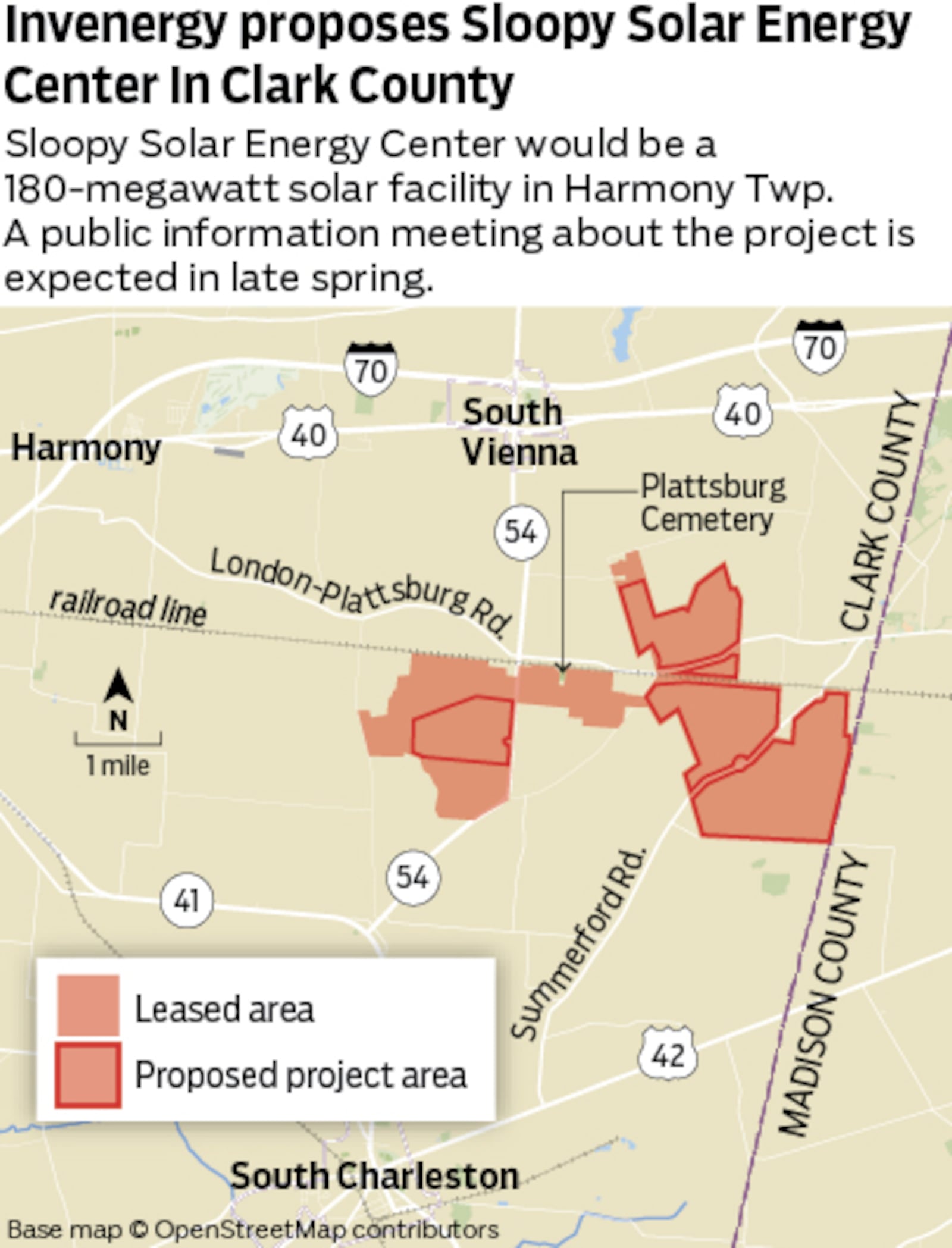 Invenergy has proposed a Sloopy Solar Energy Center that would be a 180-megawatt solar facility in Harmony Twp., Clark County. Staff/Mark Freistedt