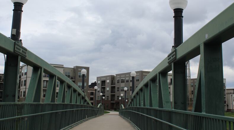 A view of the Water Street apartments from the bridge over the Mad River. CORNELIUS FROLIK / STAFF