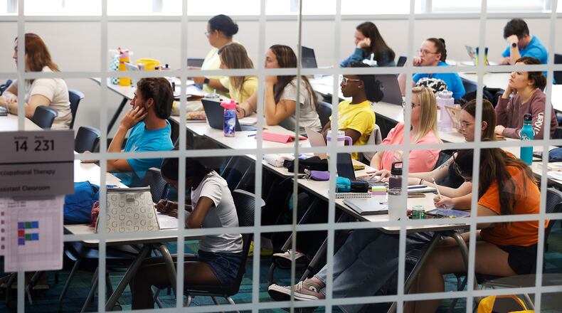 A classroom  at Sinclair Community College Monday, Aug. 26, 2024 on the first day of classes. MARSHALL GORBY\STAFF