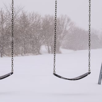 About eight inches of snow had fallen in Meadowpoint Park in Troy as of 1 p.m. BRYANT BILLING/STAFF