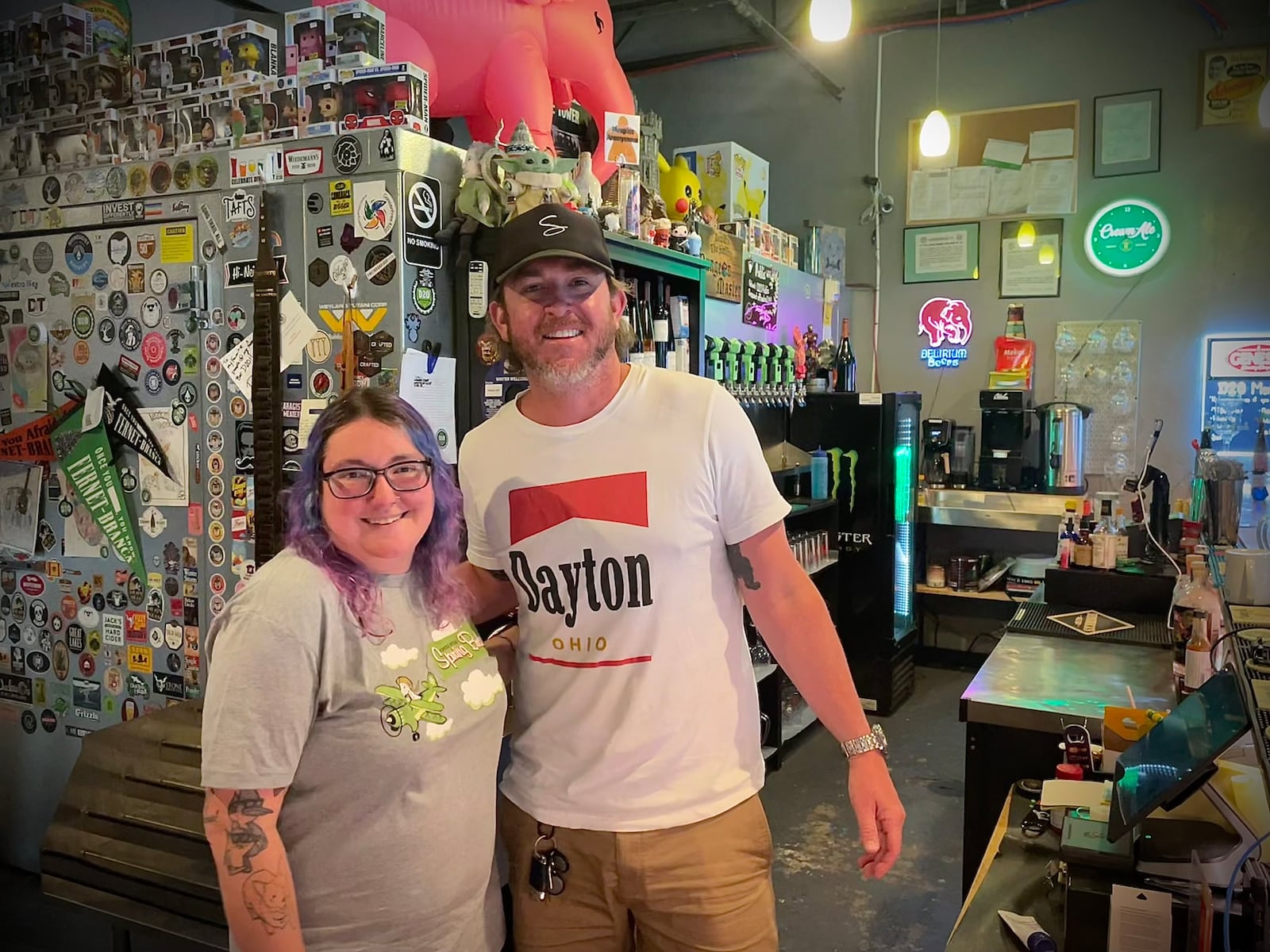 Sueño is hosting a “pay what you can” pop-up event at D20: A Bar with Characters in Kettering on Aug. 24. Pictured (left to right) is Chrissy Sparks of D20 and Chris Dimmick of Sueño. NATALIE JONES/STAFF