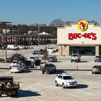 In this archive photo, construction of the Buc-ee's in Huber Heights near the Interstate 70 and Ohio 235 interchange is nearly complete. The location is scheduled to open to the public on April 6. NICK GRAHAM VIA DRONE/STAFF