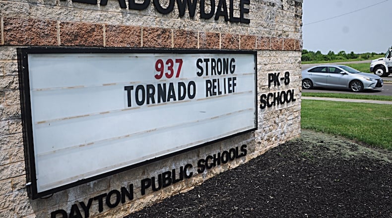 Meadowdale School displays a message of 937 Strong. MARSHALL GORBY/STAFF