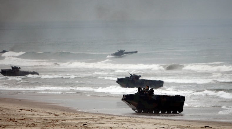 The Marines’ Assault Amphibious Vehicle was decommissioned from service during an official ceremony at the Corps’ Assault Amphibian School at Camp Pendleton, Calif., on Sept. 26, service officials said. (AP Photo/Lenny Ignelzi, File)