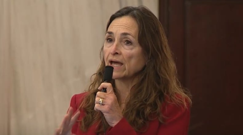 State Rep. Andrea White, R-Kettering, sponsored House Bill 452, along with state Rep. Rachel Baker, D-Cincinnati. H.B. 452 is a violence prevention bill for hospitals aimed at better protecting hospital staff, including doctors and nurses. COURTESY OF THE OHIO CHANNEL