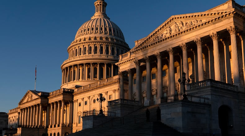 FILE - The U.S. Capitol is seen at sunrise March 9, 2026, in Washington. (AP Photo/Jose Luis Magana, File)