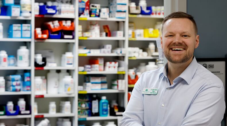 Community Gem Joshua Pearson is the clinical pharmacist for Health Partners Free Clinic in Miami County. MARSHALLGORBY\STAFF