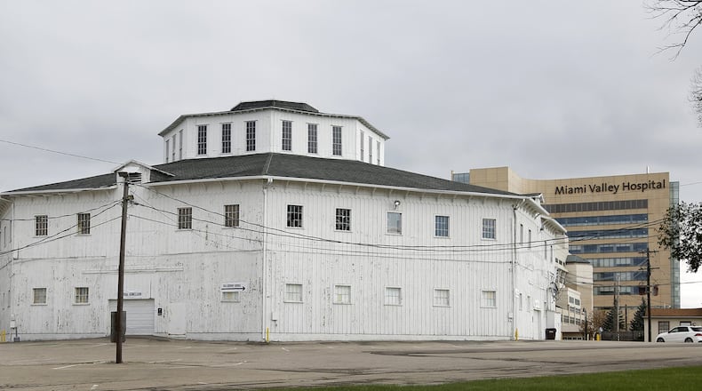 The historic Roundhouse at the old Montgomery County Fairgrounds, built in 1874, will be preserved during redevelopment of the land. It is not clear whether it will remain at the old site on South Main Street or move to another location. LISA POWELL / STAFF