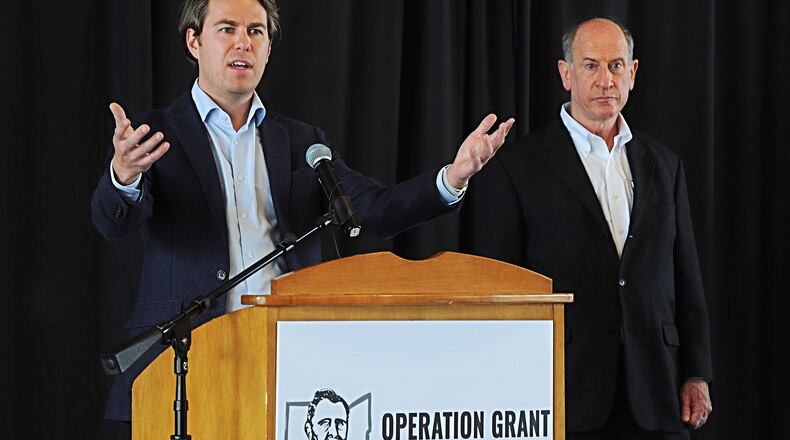 Miles Taylor, President Trump’s former chief of staff at the department of homeland security, was the keynote speaker for the Ohio Republicans Against Trump rally at Sinclair community college Wednesday morning, Oct. 21, 2020.