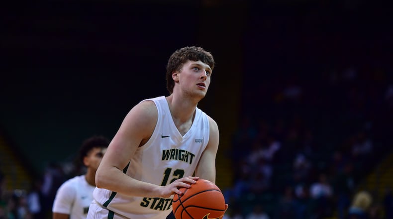 Wright State's A.J. Braun prepares to shoot a free throw against Milwaukee at the Nutter Center on Jan. 20, 2024. Joe Craven/Wright State Athletics