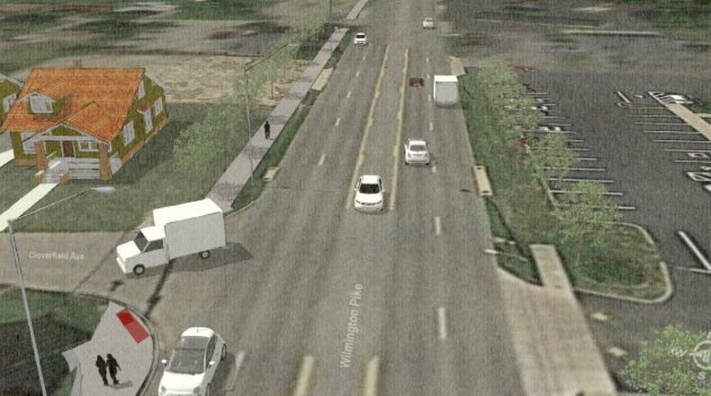 An artist rendering of Wilmington Pike improvements in Kettering, looking north from Cloverfield Ave. CONTRIBUTED