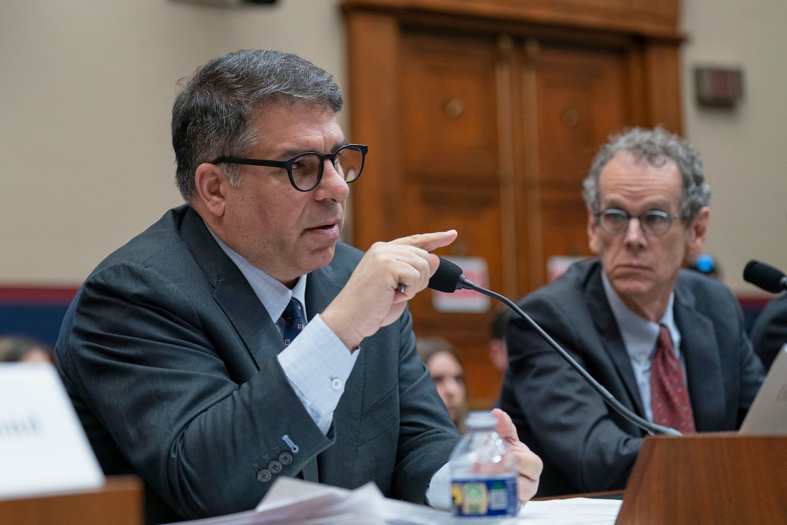 Robert Manuel, president of DePaul University, testifies before the House Committee on Education and Workforce hearing on antisemitism on American campuses on Capitol Hill in Washington, Wednesday, May 7, 2025. (AP Photo/Jose Luis Magana)