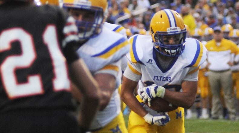 Marion Local running back Nolan Habodasz scored twice on 1-yard runs. MARC PENDLETON / STAFF
