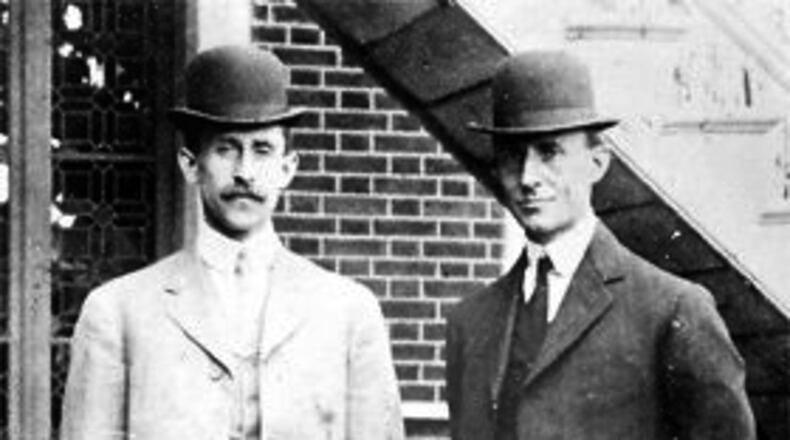 Orville and Wilbur Wright, photographed in France in 1909