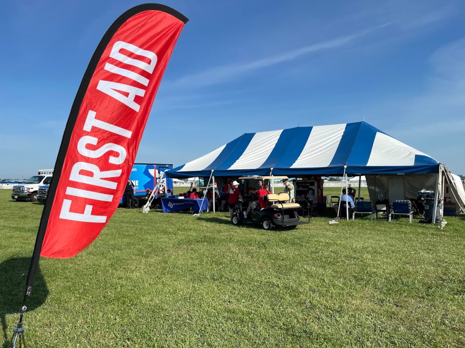 One of the first aid stations at Dayton International, during Saturday's CenterPoint Energy Dayton Air Show on June 21, 2025. THOMAS GNAU/STAFF
