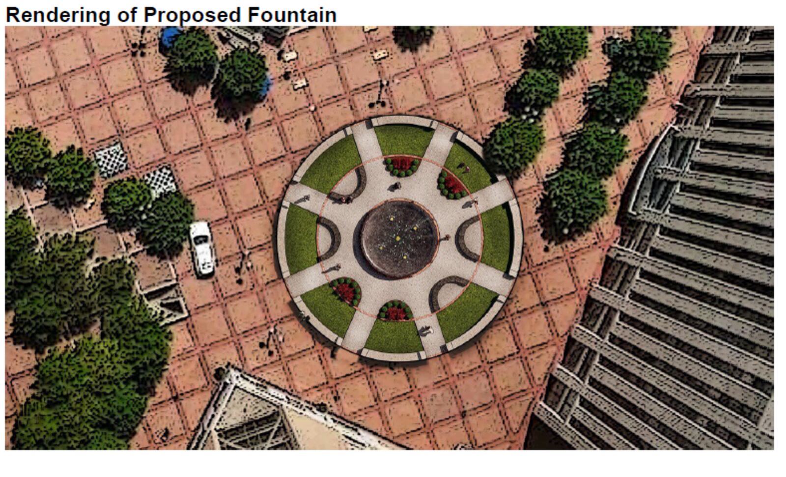 A rendering of the proposed fountain at Courthouse Square in downtown Dayton. CONTRIBUTED 