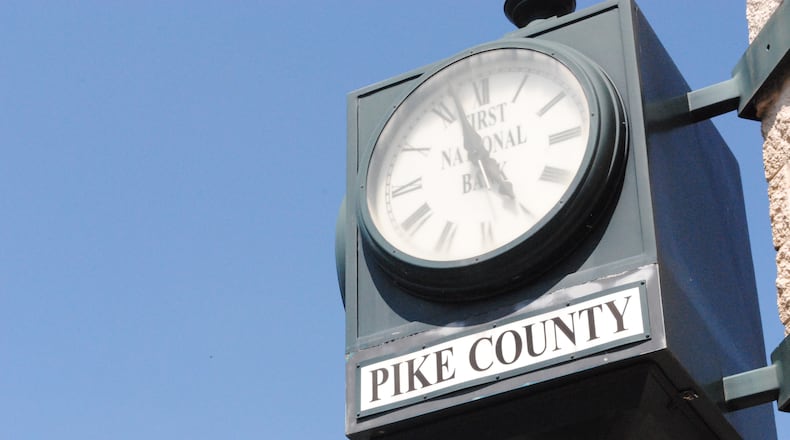 The Pike County Court clock. WILL GARBE / STAFF